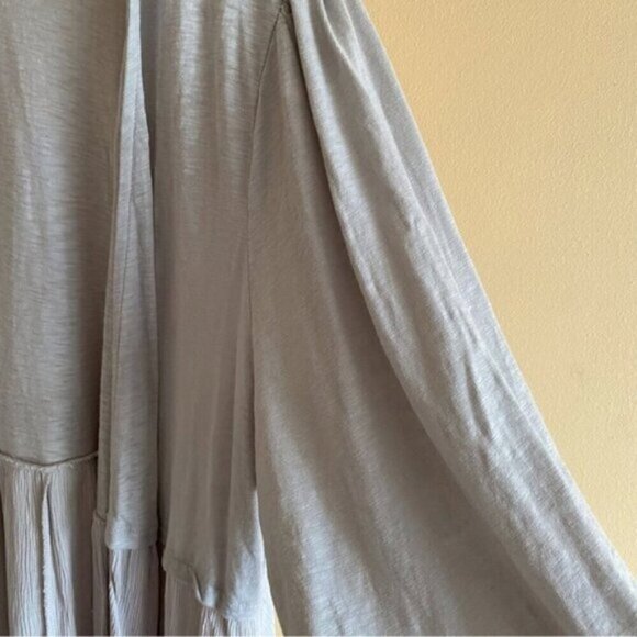 Torrid 2022 Fabric Mixed Hanky Hem Kimono Size 3X In Stone Open Long Line Rayon - Picture 6 of 16